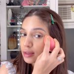 Bhumi Pednekar Instagram – My under 5 minutes makeup routine :) 

@maccosmeticsindia 
Listing some of the products used.
Skin Prep – Hyper Real Serumizer
Contour – Sun Struck Mac Bronzer – Medium Rozy
Complexion – Strobe Dewy Skin Tint in the shade medium 4
 Studio Radiance Serum Powered Foundation in the shade NW 15
Concealed with Mac All Over Corrector Pen in the shade NC 37
Eyes- Connect In Colour eyeshadow palette, Embedded In Burgundy, shade Naked Lunch along with the Mac Stack Mascara.
Ended it with the Studio Fix Plus Spray.