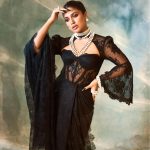 Bhumi Pednekar Instagram - Make it retro 🖤 Outfit - @shehlaakhan Jewellery- @diamantinafinejewels Styled by - @mohitrai with @shubhi.Kumar Photographed by - @tejasnerurkarr