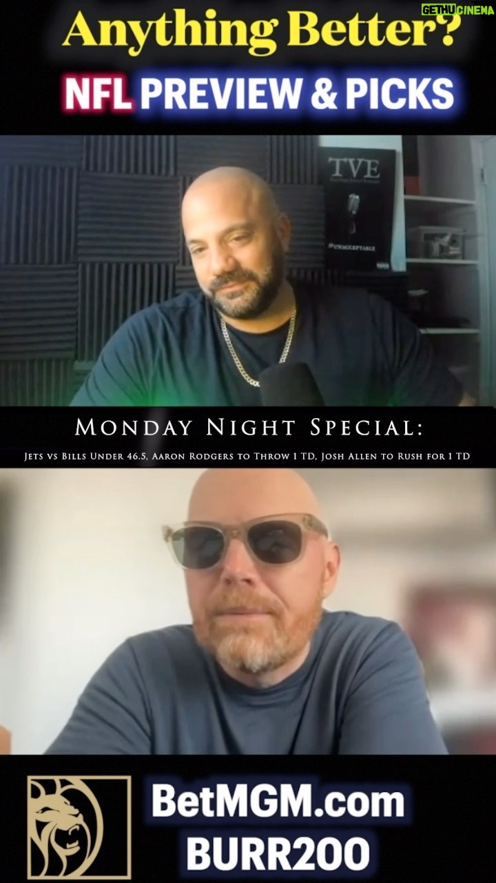 Bill Burr Instagram - @paulvirzi and I are back!! Is there Anything Better than football season?! @betmgm is partnering with us again this year to give you the best lines and offers. Use code BURR200 when you sign up after downloading the app.