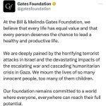 Bill Gates Instagram - My heart is broken for the innocent lives lost in the Middle East and the continued suffering of Israelis and Palestinians. May the world find a way to swiftly end the violence, and to build a path toward lasting peace in the region.
