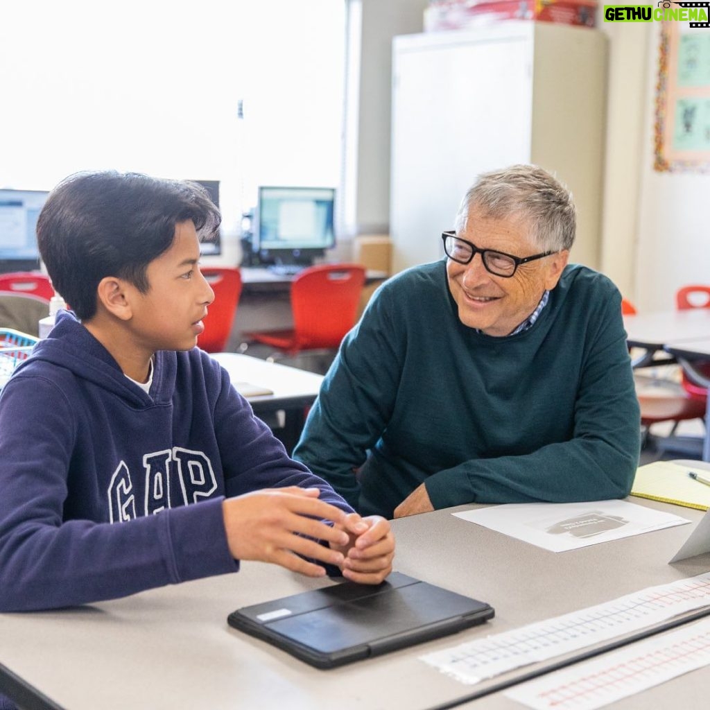 Bill Gates Instagram - I got to spend the day at Chula Vista Middle School back in April, and I’ve been excited to share what I learned—and why it made me hopeful for a future where more people develop a love for math like mine.