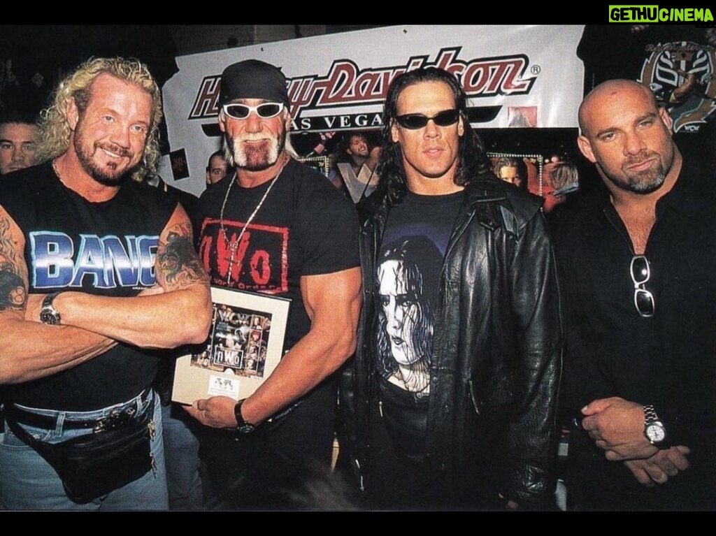 Bill Goldberg Instagram - Classic photo!! No 3 men had more of an impact on my career than these guys. Forever grateful for everything! 🙏💪 #legends #wcw #wrestling #hulkhogan #sting #ddp