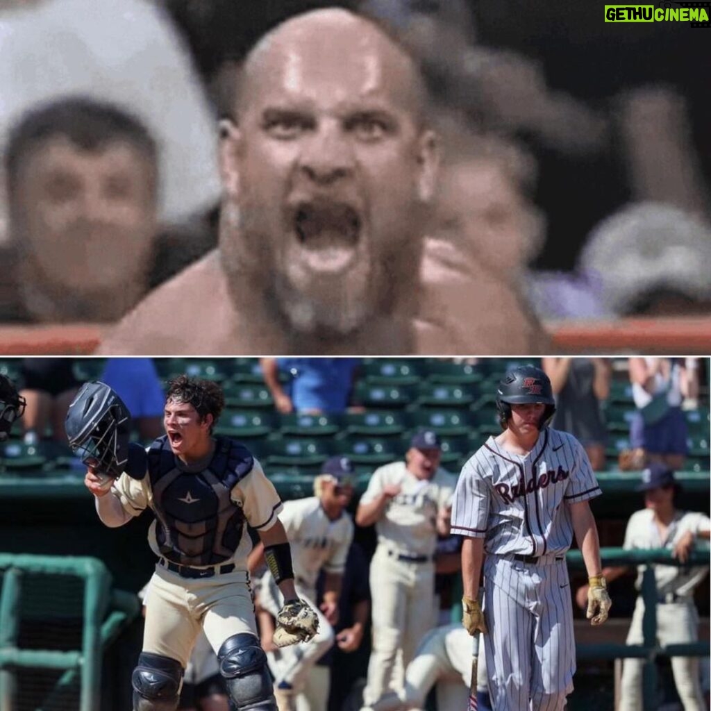 Bill Goldberg Instagram - If you’ve ever questioned @goldberg21_99 ‘s intensity ….. here’s your answer! Hell of a battle against Leander Rouse this last weekend and next up is Argyle for the #texasbaseball state semifinals!!!! #letsgo #boernechampion #CHARGERS 2 wins away from the elusive state title!! #spear #jackhammer #whosnext #baseball #highschool #2024 #minime #aggression #likefatherlikeson