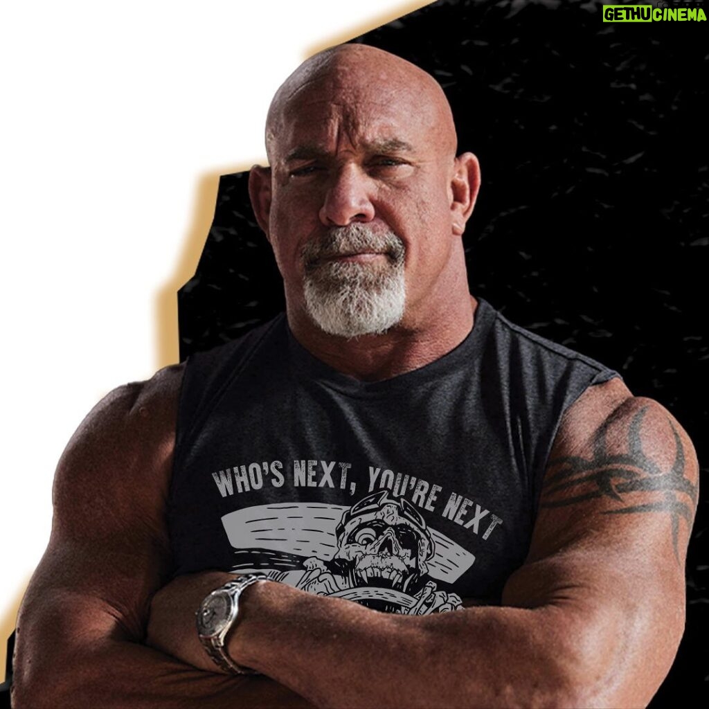 Bill Goldberg Instagram - THE TIME IS NOW!!! Run over to @bunkerbrandingco NOW to get my 1st post @wwe #wrestling T’s and other #merchandise !!!!!!!!!!! @goldbergsgarage #musclecar merch as well!!!! #spear #jackhammer #whosnext #tshirt #hats #stickers #letsgo #auto #fitness #training #swag #hotrod @dodgeofficial @goldbergsgarage #muscle #automotive