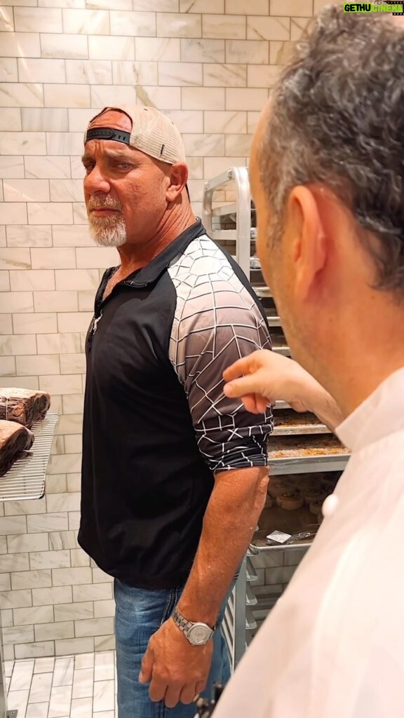 Bill Goldberg Instagram - The @wwe legend @goldberg95 causes a scene in the meat locker with @chefbarryb… 👀🥩 #BarrysDowntownPrime #CircaLasVegas #BillGoldberg #VegasEats #DTLV Barry's Downtown Prime