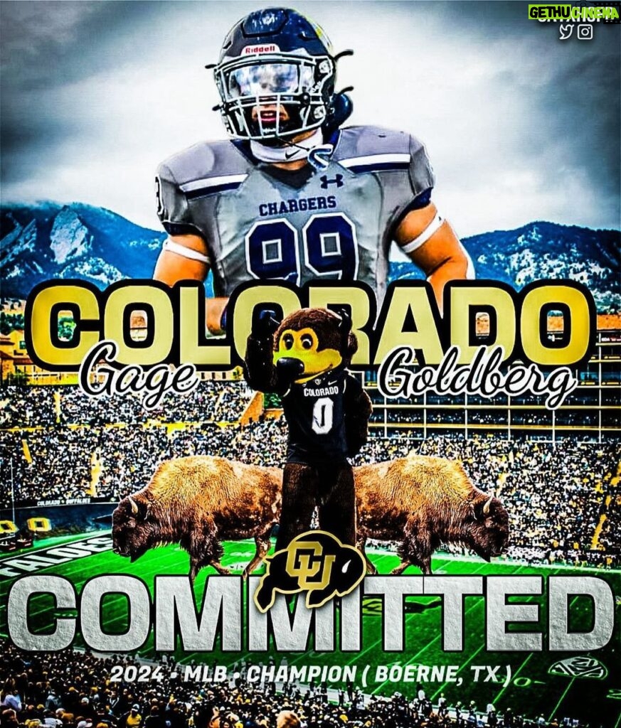 Bill Goldberg Instagram - After a lengthy process, I am honored to announce that I am committed to the University of Colorado!! First of all I want to thank all of my family for pushing me to get to this point. I also would like to thank all of the coaches and friends that have made me the person I am today by making me better physically and mentally. I cannot wait to pursue this next step of my athletic career! #gobuffs @deionsanders @cubuffsfootball @coachkav