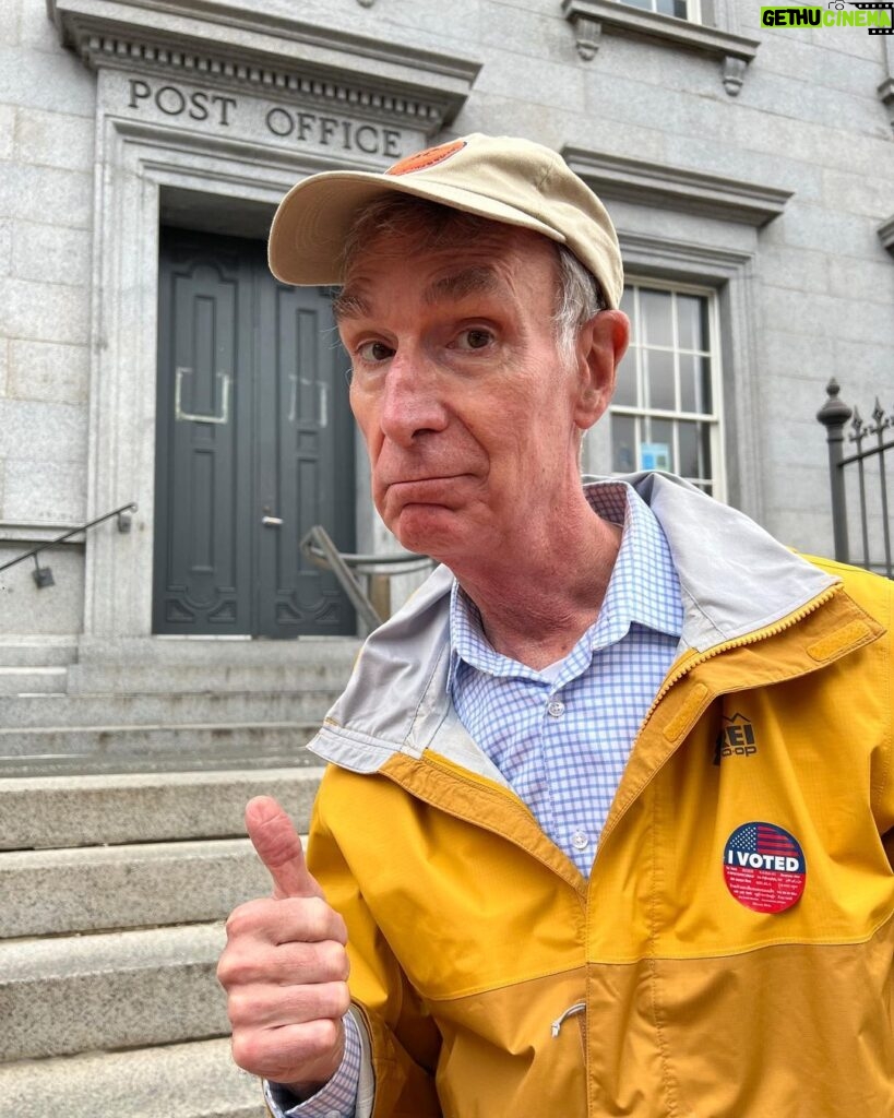 Bill Nye Instagram - Wearing the I Voted sticker proudly, very proudly.
