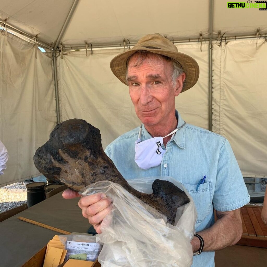 Bill Nye Instagram - At the La Brea Tar Pits we find a femur— of an ancient Huge Ground Sloth. Surprising? That’s even though it’s not where you’d expect to meet 50,000 year old saber-toothed cats— right in the middle of a county of 10 million people… La Brea Tar Pits and Museum