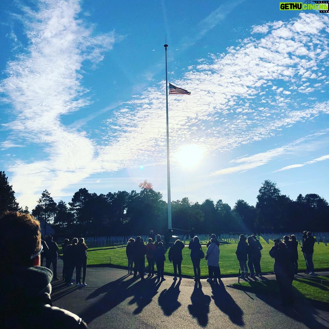 Bill Nye Instagram - The lowering of the US Flag at the Normandy American Cemetery on the coast of France is a sobering reminder of what our ancestors were willing to do to preserve our freedom. We are grateful. (Took this picture a few days ago. Still pretty choked up each time I see it.)