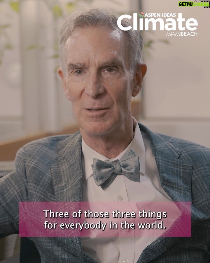 Bill Nye Instagram - Legendary science educator and author Bill Nye (@billnye) believes that the answer to a higher quality of life and more sustainable future begins with clean water, renewable energy, and access to the internet for ALL. What do you think is necessary to change the world? @miamibeachnews, @experiencemiamibeach #AspenIdeasClimate #MiamiBeach