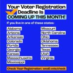 Billy Porter Instagram - Voter reg deadlines incoming! 🚨🗳️🚨 🔁 @whenweallvote 🗣️ IT’S OFFICIALLY FEBRUARY! Let’s get it 😎 Here are ALL the voter registration deadlines coming up this month: 🔹 Monday, 2/5: Arkansas, Tennessee, and Texas 🔹 Friday, 2/9: North Carolina and Oklahoma 🔹 Monday, 2/12: Georgia, Mississippi, and Virginia 🔹 Monday, 2/19: Alabama 🔹 Tuesday, 2/20: Arizona, Florida, Kansas, and Ohio 🔹 Wednesday, 2/21: Missouri (D) 🔹 Friday, 2/23: Utah 🔹 Saturday, 2/24: Massachusetts 🔹 Monday, 2/26: Colorado See your state listed? 👀 Make sure you’re registered and ready in time for this year’s elections at the 🔗 in the @whenweallvote bio