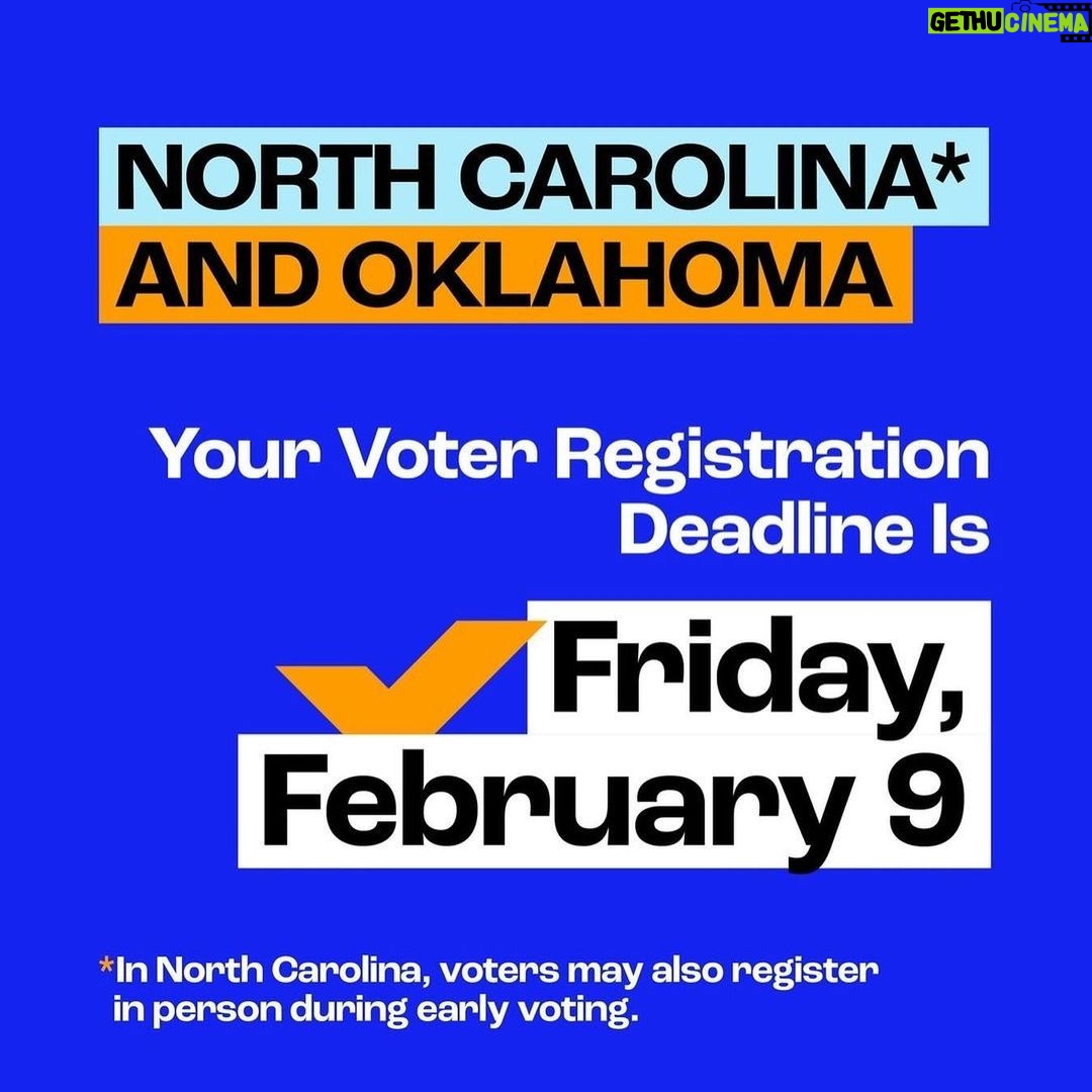 Billy Porter - 18K Likes - Voter reg deadlines incoming! π¨π³οΈπ¨
π @whenweallvote π£οΈ ITβS OFFICIALLY FEBRUARY! Letβs get it π
Here are ALL the voter registration deadlines coming up this month:
πΉ Monday, 2/5: Arkansas, Tennessee, and Texas
πΉ Friday, 2/9: North Carolina and Oklahoma
πΉ Monday, 2/12: Georgia, Mississippi, and Virginia
πΉ Monday, 2/19: Alabama
πΉ Tuesday, 2/20: Arizona, Florida, Kansas, and Ohio
πΉ Wednesday, 2/21: Missouri (D)
πΉ Friday, 2/23: Utah
πΉ Saturday, 2/24: Massachusetts
πΉ Monday, 2/26: Colorado
See your state listed? π Make sure youβre registered and ready in time for this yearβs elections at the π in the @whenweallvote bio