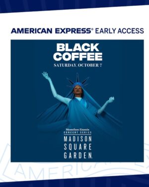 Black Coffee Instagram - New York City! Have you heard the news? 207 short days until I make my @thegarden debut… @americanexpress card members have exclusive access to tickets from now until Thursday (Supply is limited. Check link in bio for more info!) 

📸: @pdbym

#BCMSG #GodsVeryOwn