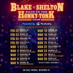 Blake Shelton Instagram - We're going #BackToTheHonkyTonk in 2024!!! Looking forward to hitting the road again with my friends @kubotausa and bringing @dustinlynchmusic and @emilyann_music out for the fun. Tickets go on-sale Friday, October 27 and November 3rd. Register for exclusive presale access at blakeshelton.com. See y'all soon!!!!