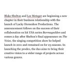 Blake Shelton Instagram - Hell yeah! Really excited to partner with my buddy @leemetzger_ on this new project.. It's been such a blast creating #Barmageddon.. can't wait to keep it going and see what we can also do next! More to come!!!!!!