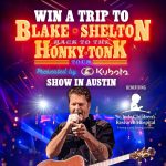 Blake Shelton Instagram - Last chance to enter to win a trip to the #BackToTheHonkyTonk Tour presented by Kubota in Austin for you and a friend! With the help of my friends at @propeller.la, I’ll hook you up with floor tickets, a stay at the AT&T Hotel and Convention Center, roundtrip airfare, a hat signed by me, merch items from @dustinlynchmusic and @emilyann_music and more! To enter, all you have to do is join me in supporting the important work of @stjude. More info at the link in bio.