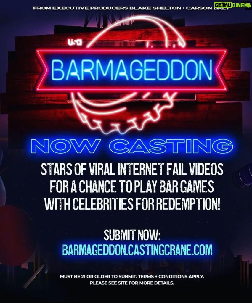 Blake Shelton Instagram - Let's see y'alls best fail videos people!!! Now casting for @barmageddonusa season 2!!!! Swipe right for more info. #Barmageddon