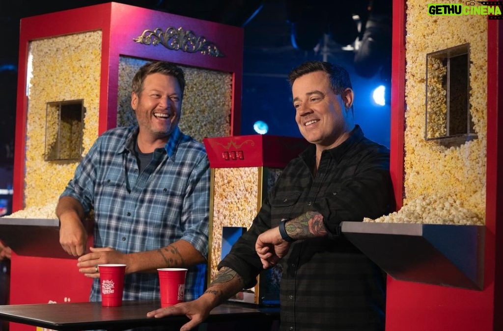 Blake Shelton Instagram - Don't remember what @carsondaly said.. but it's probably not as funny as it looks... what I do know is we've got a helluva new @BarmageddonUSA TONIGHT on @USANetwork!!! #Barmageddon