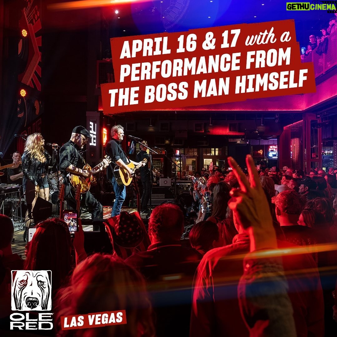 Blake Shelton Instagram - 🚨 Listen up, Las Vegas! Ready to test your luck?🚨 We’re havin’ our biggest Grand Opening event ever, featuring two back to back nights with @blakeshelton this April! 🤠Enter for a chance to attend April 16th or 17th at the link in our bio! Tickets will not be available for sale so make sure y’all enter! Ole Red Las Vegas