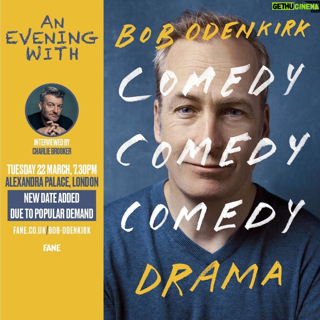 Bob Odenkirk Instagram - Just added another UK date! March 22 in London with THE Charlie Brooker @faneproductions
