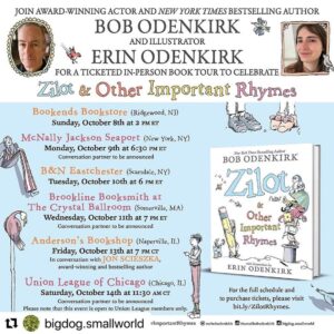 Bob Odenkirk Instagram - Hittin’ the road to celebrate “Zilot and Other Important Rhymes!” which I wrote with my kids and which my daughter Erin illustrated!  Funny, silly, wordy rhymes - come join us! #zilotandotherimportantrhymes #lbyr #littlebrownyoungreaders