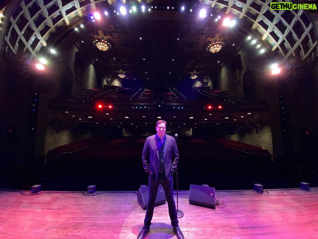 Bob Saget Instagram - This was taken at sound check at The @floridatheatre in Jacksonville. Duuuuvaaall!! The audience was amazing. Such a fun show. So happy to be back out on tour and loving every moment and every audience. (Btw- My feet aren’t four feet long, that’s the iphone .5 wide angle lens setting. They’re actually three feet long.) The Florida Theatre