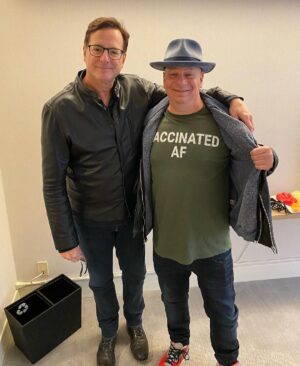 Bob Saget Instagram - With my brother from definitely another mother @therealjeffreyross on 4/20 for a 420 celebration with some great comedians to celebrate life and comedy as it comes back. Thanks to @berner415 @cookiessf Another beginning to bring back some laughs amidst the hard times. And note the classy recycling trashcan. #420