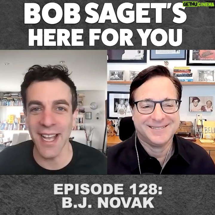 Bob Saget Instagram - Special New Episode out Today with my friend @bjnovak — Loved talking with B.J. so much about how we met, The Office, his movie roles, @thepremise -his show I love on FX on Hulu, “The book With No Pictures,” on The NY Times Best Sellers List for 156 weeks, and his upcoming film, Vengeance, which he wrote, directed, and stars in. He’s so dammed funny and talented. To listen or watch, go to: https://bit.ly/BobSagetsHereForYou available wherever you get your podcasts. From @allthingscomedy @applepodcasts