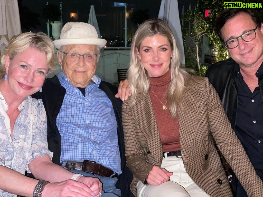Bob Saget Instagram - What a lovely dinner last night my wife Kelly and I had with Norman and Lyn Lear. With their grandson, the brilliant Daniel LaPook, who was kind enough to take this picture. Lotsa laughs and love during a rare LA thunderstorm. Oh, and we had food too.