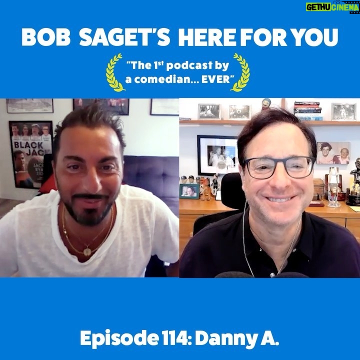 Bob Saget Instagram - TODAY’S NEW EPISODE is with my friend, Danny A. @dannya27 —Titled: “Danny A. Abeckaser and Bob Chat About His New Film “I Love Us” and His Journey From Club Promoter to Filming Movies With Some of Hollywood’s Biggest Names.” SUBSCRIBE & LISTEN at: apple.co/bobsaget @iloveusmovie @applepodcasts @itunes @apple @applemusic @studio71us @studio71uk @studio71it @studio71official #podcastinterview #comedyinterview #comedypodcast