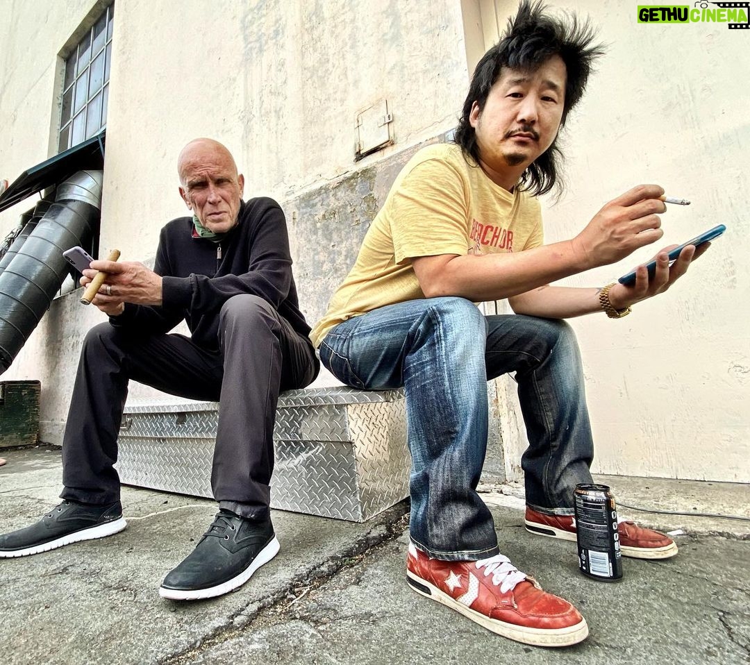 Bobby Lee Instagram - I’m working with #peterweller and he’s an intense dude. Too intense almost. Like I’ve shit my pants 3 times talking to him. @mrgenehong #robocop