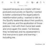 Brené Brown Instagram - Why I paused the podcasts. You can scroll through the post here or read it on the home page of brenebrown.com.