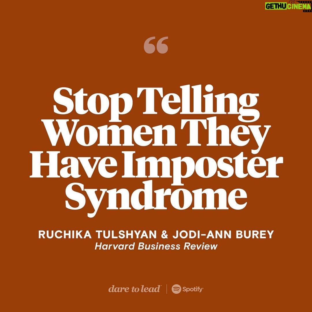Brené Brown Instagram - ☝️ This article, co-written by Ruchika Tulshyan and Jodi-Ann Burey for the “Harvard Business Review,” is required reading for anyone who has even a smidgen of responsibility for building and shaping cultures of belonging in the workplace. (It also happens to be among the HBR’s 100 most-read articles of all time.) In the piece, Ruchika and Jodi-Ann write: “Even if women demonstrate strength, ambition, and resilience, our daily battles with microaggressions, especially expectations and assumptions formed by stereotypes and racism, often push us down. Imposter syndrome as a concept fails to capture this dynamic and puts the onus on women to deal with the effects. Workplaces remain misdirected toward seeking individual solutions for issues disproportionately caused by systems of discrimination and abuses of power.” I am so deeply grateful to @rtulshyan and @jodiannburey for digging in with me today on this powerful episode of “Dare to Lead.”