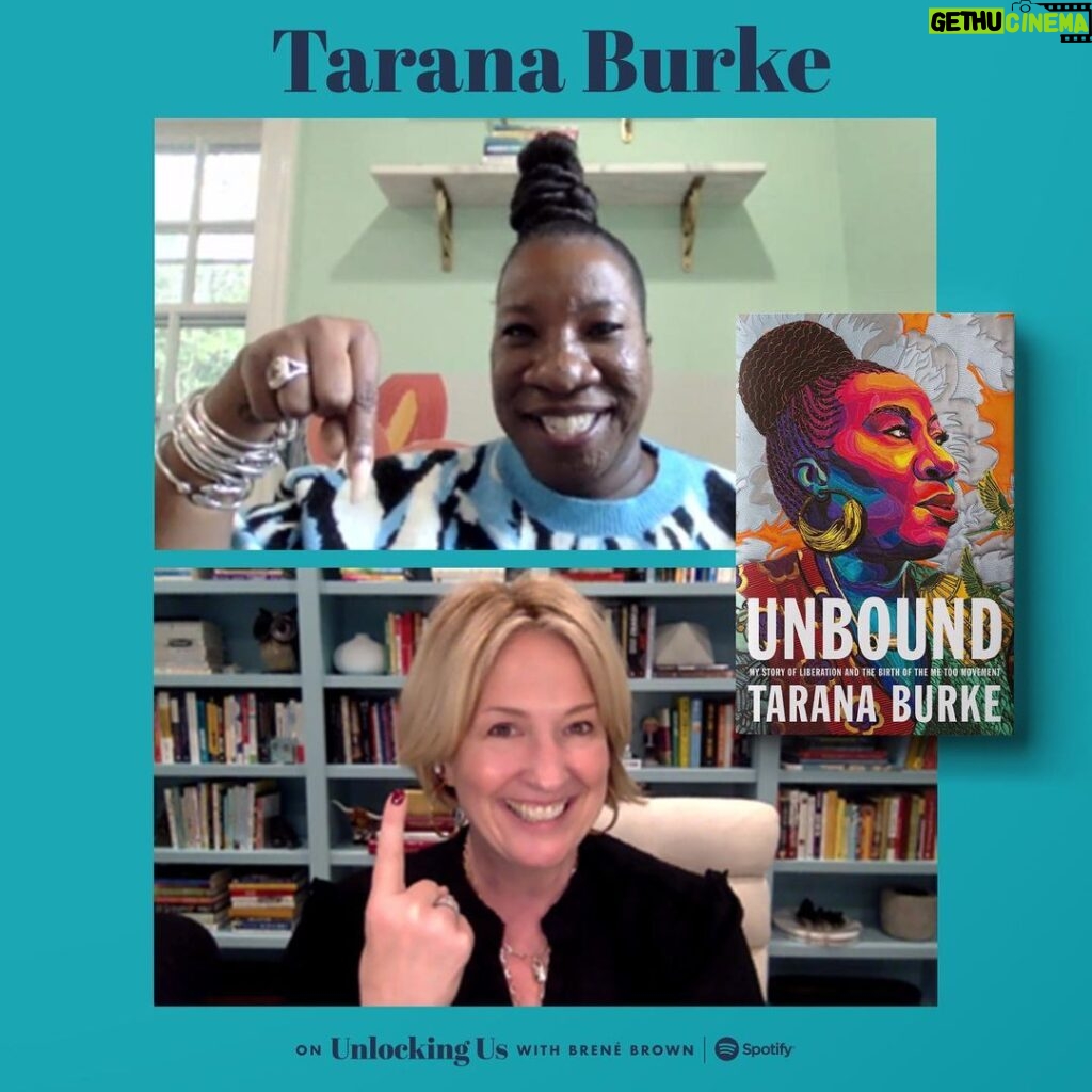 Brené Brown Instagram - “Unlocking Us” is back, and we are diving straight into a conversation with the singular Tarana Burke. @taranajaneen Tarana’s new memoir, “Unbound,” came out yesterday. I’ve already read it twice and I’m starting again. Tarana is unflinching in her storytelling. As she takes us on the journey that transformed her life and the world, we can feel our own transformation happening. The person who starts this book is not the person who finishes this book. P.S. Sorry, not sorry about the hysterical laughter. We can’t help ourselves.