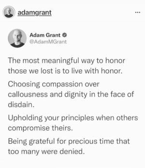 Brené Brown Instagram - A beautiful post by my friend @adamgrant on this difficult day - a call to courage.