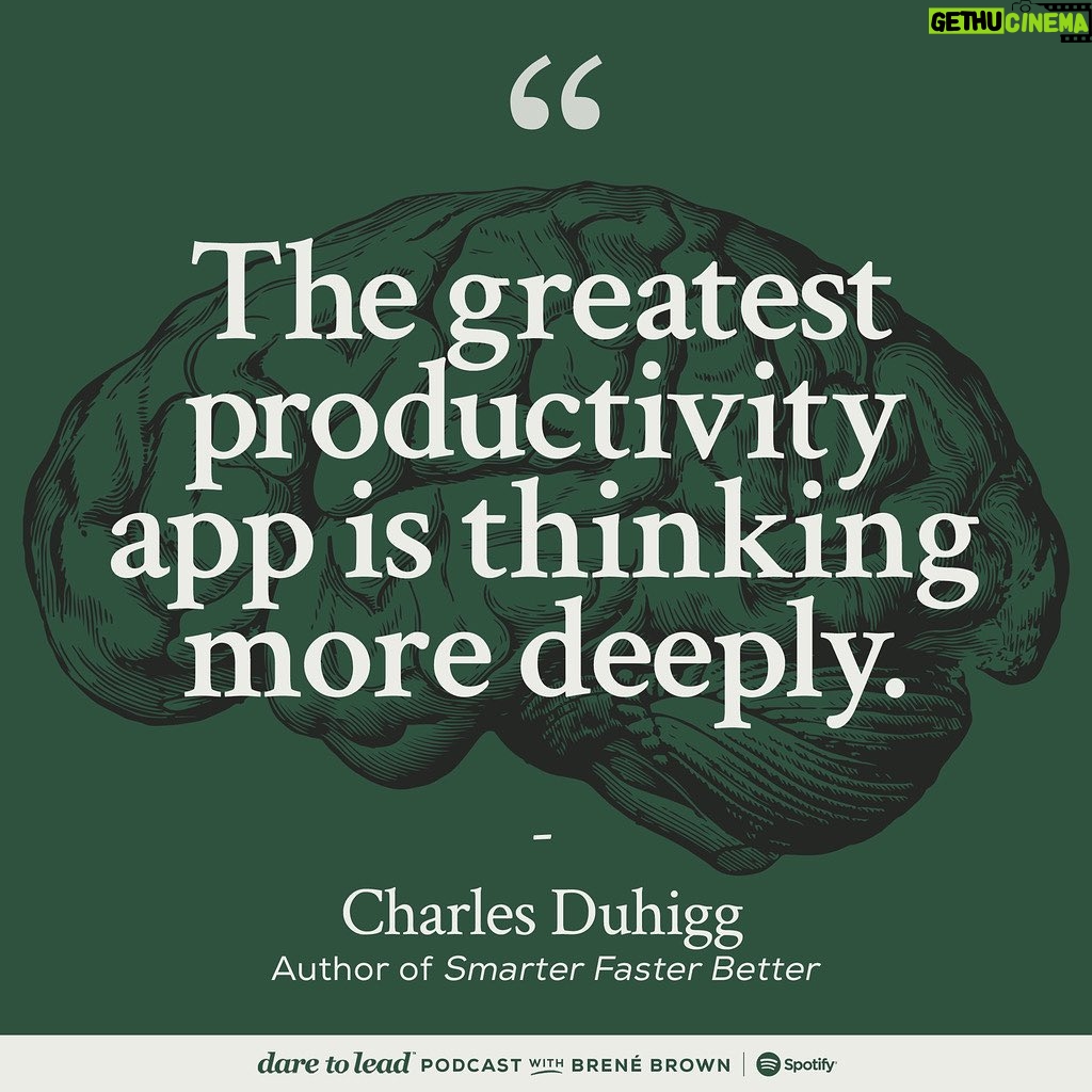 Brené Brown Instagram - I love how Charles Duhigg defines productivity: "Getting things done without sacrificing everything we care about along the way." We can mindlessly go at our to-do list, but are we doing the right things? Are we thinking about what's important and why, or are we just chasing down that satisfying check mark? ✅