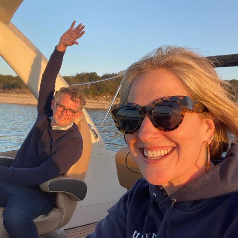 Brené Brown Instagram - My happy place. Needed this after a very tough week. Grateful for Steve who takes me out on the boat, turns on Bill Withers and makes me laugh. #LakeTravis #mymagiclake