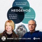Brené Brown Instagram - A two-hour-nerd-out-deep-dive with Jim Collins on the Dare to Lead podcast today. Jim's work has shaped the way I think, lead, and work in deep and meaningful ways — from hedgehogs to flywheels! Thank you so much for being a part of the Dare to Lead podcast community. Cool things coming your way in 2021. Brave work. Tough conversations. Whole hearts. xo, BB