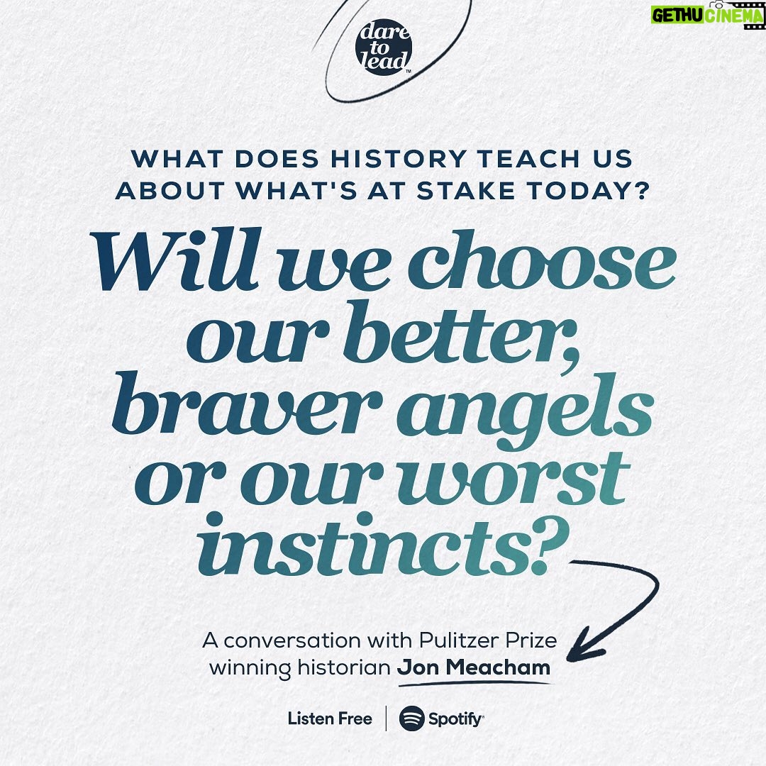 Brené Brown Instagram - A conversation with @jon.meacham about about history’s lessons on leading through crises and deep political divides. Also, the importance of humility and candor in leadership and why there's so much at stake for the election right now. This feels like an important and urgent listen. It gives me hope and resolve. Link in Profile to listen now.