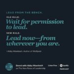 Brené Brown Instagram - In the second episode of the #DaretoLeadPodcast, I talk to Olympian, activist, author, badass and friend, @AbbyWambach about "Wolfpack: The New Rules of Leadership." The two rules that changed everything for me the second I implemented them: 1. Lead from the bench. 2. Point and run. Abby's book WOLFPACK is on my top five list of must-read leadership books. I buy this book for everyone. It’s leadership gold. 🥇  Link in Profile to listen to our conversation.