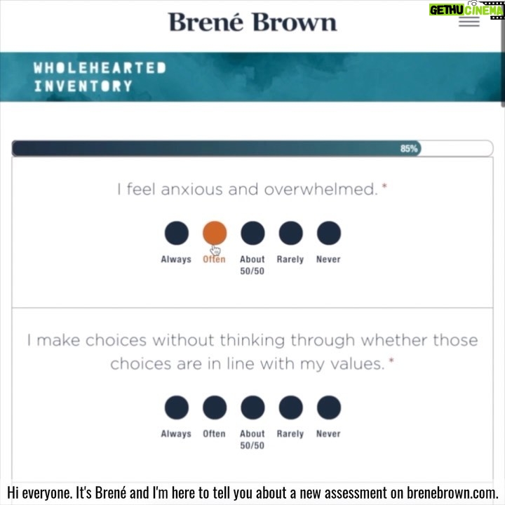 Brené Brown Instagram - It took us several years to develop and validate an assessment that measures where you are in relation to the 10 guideposts in "The Gifts of Imperfection." What are your strengths? Where are your opportunities for growth? This week, we debuted the free Wholehearted Inventory to celebrate the launch of the 10th Anniversary hardback edition. You can take the assessment at the Link in Profile.