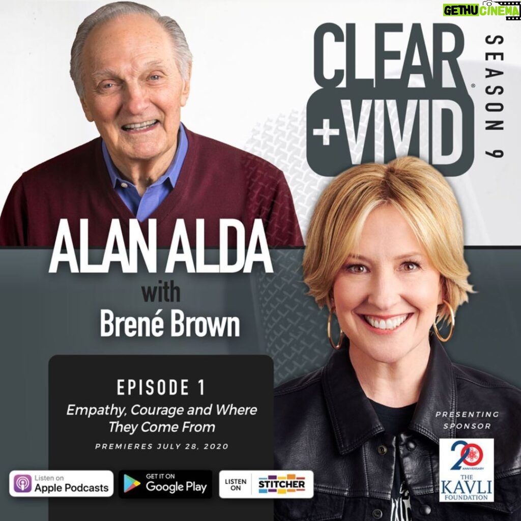 Brené Brown Instagram - What an honor! Got to talk to one of my favorite people - Alan Alda. Grateful for his humor, empathy, and commitment to helping and supporting scientists.⁣ ⁣ You can listen at the link in profile or wherever you listen to your podcasts.