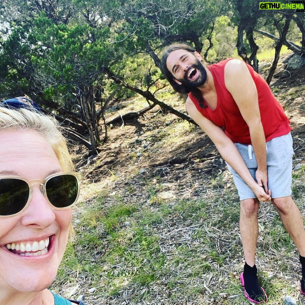 Brené Brown Instagram - True story: I was hiking in the remote hill country this morning and guess who I found sitting under a cedar tree! ⁣ ⁣ Best moment ever. I thought it was a @jvn mirage. We just stared at each other until we both said at the same time: Is that you??? ⁣ ⁣ Despite the urge to run toward each other in slow motion, we socially distanced hugged and it was the best. ⁣ ⁣ Now I’ve got a great story about how I finally met JVN AND it’s family Hamilton night.
