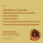 Brené Brown Instagram – @bamitskam is a singer-songwriter, music producer, activist, writer, and the lead singer of the Gulf Coast soul band @thesuffers.

You know their kick-ass song “Take Me to the Good Times” from the “Dare to Lead” podcast.

In this episode, Kam and I talk about what it means to lead a creative team and what it means to set audacious goals, to fall and fail, and the power of getting back up.

Kam explains the daily conflict that bubbles up in the creative process and how normalizing that conflict helps us get to the creative magic.

The joy, the expansiveness, and the soul of The Suffers are inextricably connected to the inclusivity, representation, and diversity of the band. Kam seems to never forget that joy as she leads, and it comes through in this conversation.