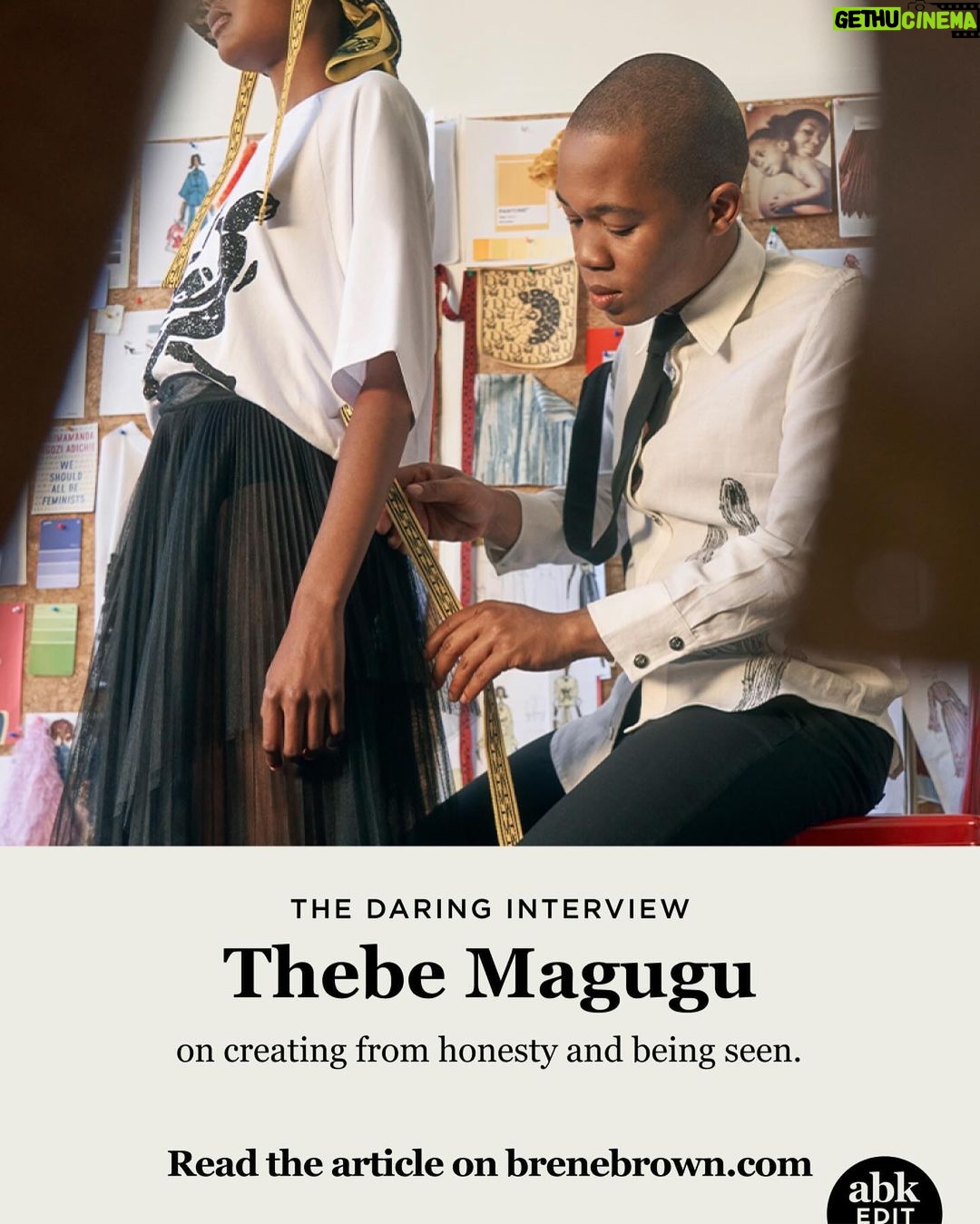 Brené Brown Instagram - Last summer, I received a flurry of texts from my fashionista friends that were all some version of, “OMG! @thebemagugu reads your books!” It turns out that he mentioned reading them in an interview for @britishvogue. It took me 20 seconds to fall in love with him and his breathtaking work! It took another 10 seconds to call my team and say, “We have to do a Daring Interview with him for the ABK Edit!” His words are as beautiful as his designs! If you know him, you’ll love this interview. You can find the link in my profile. If this is your introduction — you’re welcome! The stunning photography is by @travysowen.
