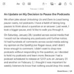 Brené Brown Instagram - Why I paused the podcasts. You can scroll through the post here or read it on the home page of brenebrown.com.