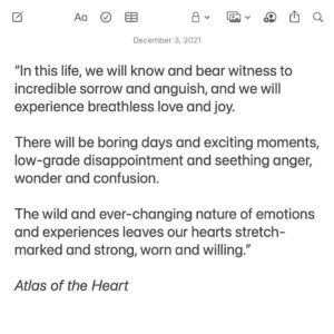 Brené Brown Instagram - I know my heart is stretch-marked and strong. It’s not just worn, but feeling threadbare.

And while my heart’s willingness seems to wax and wane these days, I know it’s there.

If you’re feeling the same way, just remember that there’s nothing more beautiful than a worn heart that is somehow still willing.