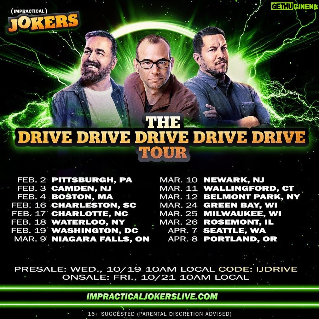 Brian Quinn Instagram - We’ve started announcing our Drive Drive Drive Drive Drive Tour dates! We’ll be adding stops and cities as we go, so check back. We wanna go everywhere! Presale is live NOW for east coast shows - Code IJDRIVE Get a jump!