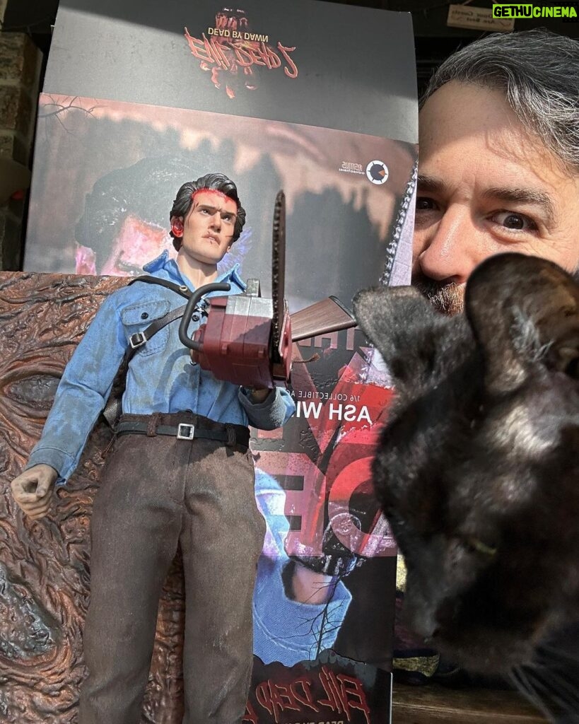 Brian Quinn Instagram - The good people over at @sideshow know of my unholy love of all things Evil Dead and @shemp_malone so they sent me some amazing new toys. Benjamin Cat loves Bruce too so he wouldn’t get out of the picture. He’s the boss so enjoy the bonus Benjamin Cat appearance. Thanks, @sideshow! These look SICK!!!!!!!