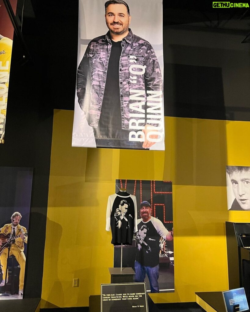 Brian Quinn Instagram - Now this is an honor! The good people at Graceland have put me into an exhibit honoring @elvis in their museum. My shirt is on display! I’m a massive Elvis fan so it’s crazy to me that I’m a part of this. I keep telling you guys that you have to visit Graceland and now there is one more reason to go! Also, the shirt still smells like me so they have guards posted. Sniff at your own peril. @visitgraceland You can find me between @postmalone and @johnlennon